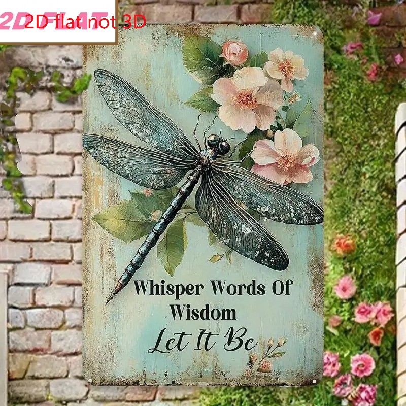 TEMU 2d Flat, 2d Flat Panel - [2d Flat Panel] 1pc Floral Metal Wall Art Be Sign 2d Flat Wall Decoration, Suitable For Room, Bedroom, Bar, Garage, 2d