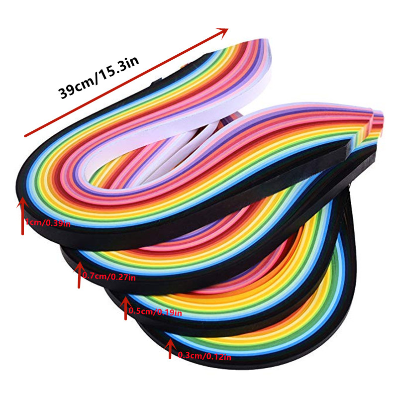 TEMU 3mm/5mm/7mm/10mm 4 Packs1040 Strips Paper Quilling Strips Set 26 Colors (3/ 5/ 7/ 10mmx38cm, Pack Of 4 Sets)