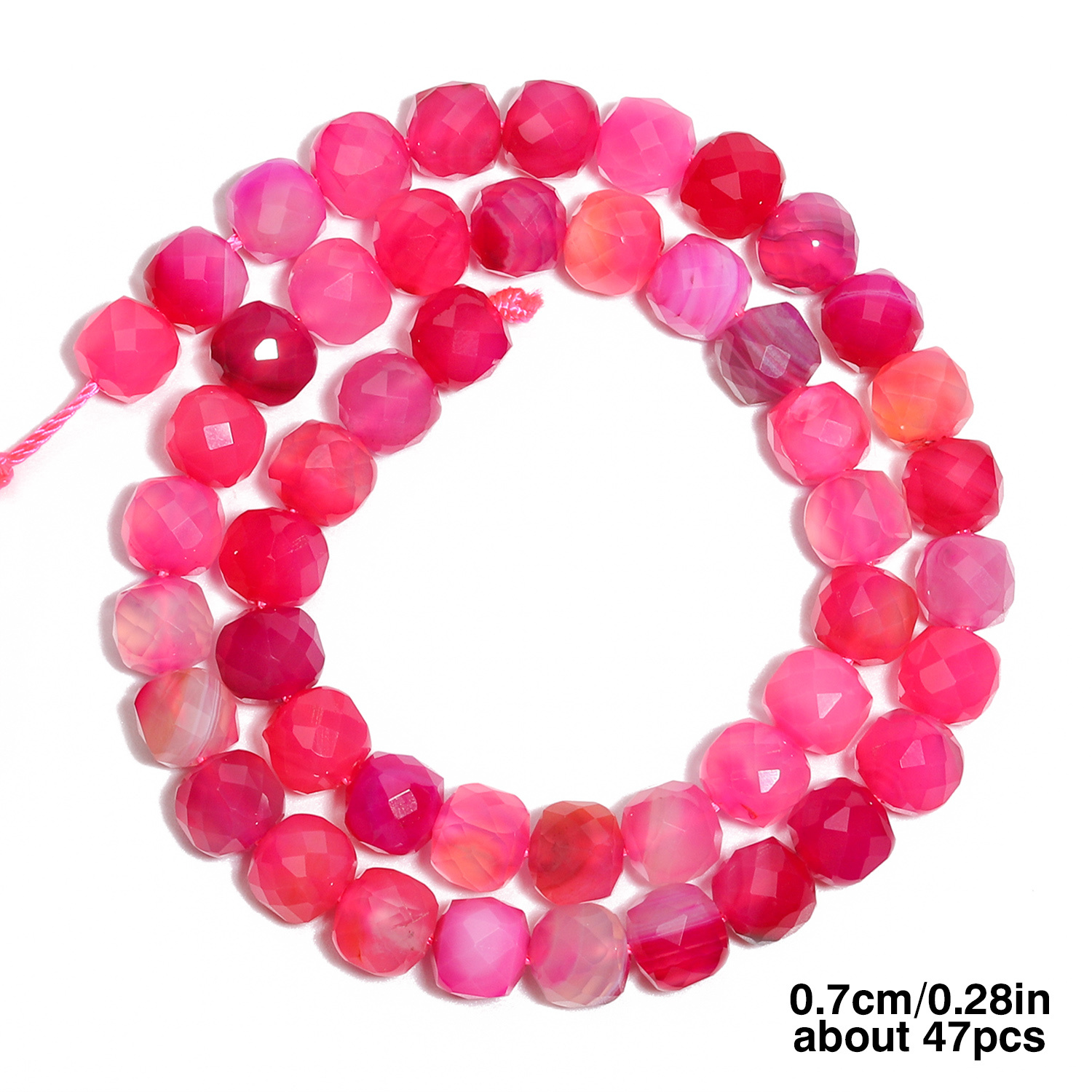 TEMU Perles et assortiments de perles - Perles cubiques carrées de 7 mm en agate d'agate rose violette de naturelle pour la fabrication de bijoux DIY