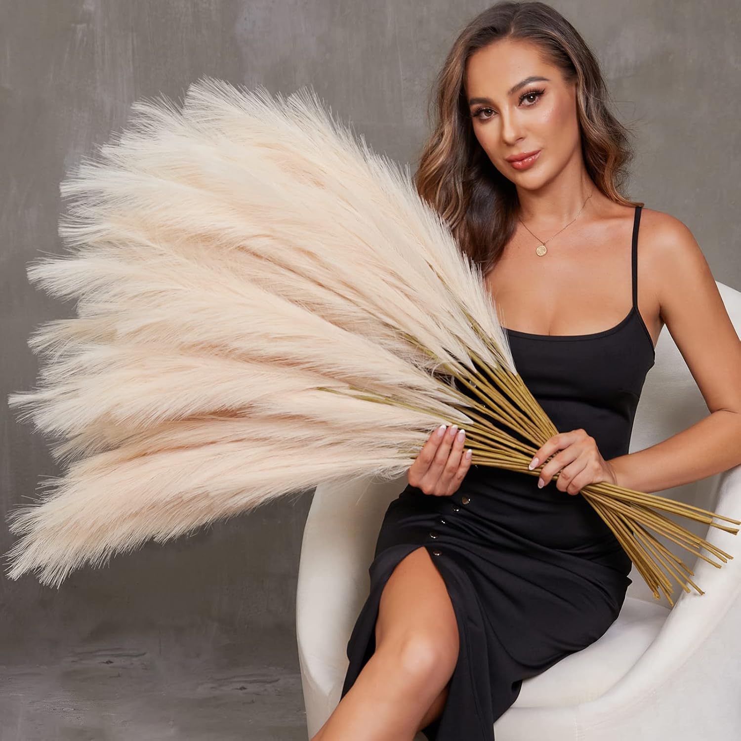 

5pcs Large 38" Pampas Grass - Fluffy & Shed-free Artificial Stems For Decor, Ideal For Floor Vases, Weddings, Parties, And Like Valentine's Day