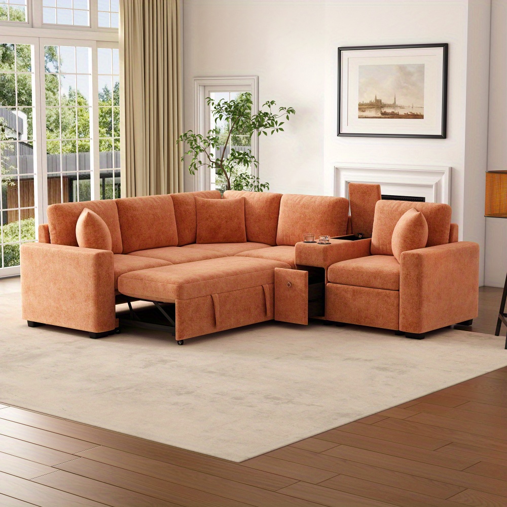l-shaped convertible modular sectional sofa bed