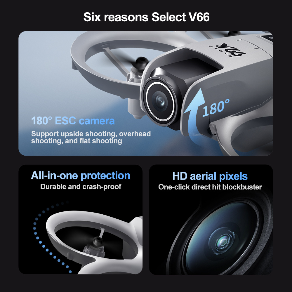 v66   high definition   led lights safety   tracking smart obstacle avoidance   mode one click return wifi pathway flight 2 4ghz   free technology four channel hexagon gyroscope real time image transmission ideal for outdoor camping travel beginner friendly unique gift idea   with 4     accessories modern   design smooth flight   details 1