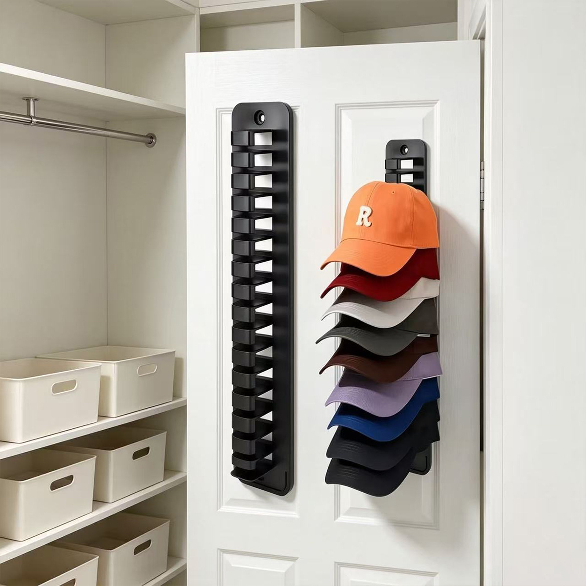 TEMU Wall-mounted Hat Storage Rack, Suitable For Closets, Offices, Dormitories - Can Hang 16 Hats, No Drilling Required, Space-saving And Durable