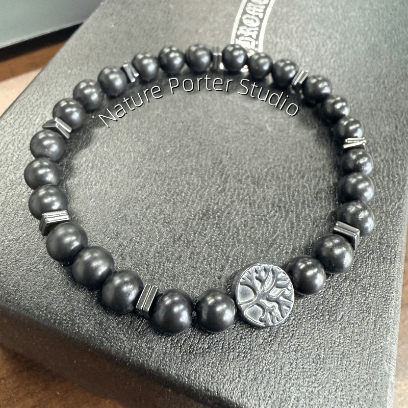 TEMU 1pc, Tree Of Life Shungite Hematite Bracelet, Handmade, Suitable For Men And Women, Christmas, New Year, Valentine's Day, Thanksgiving, Birthday