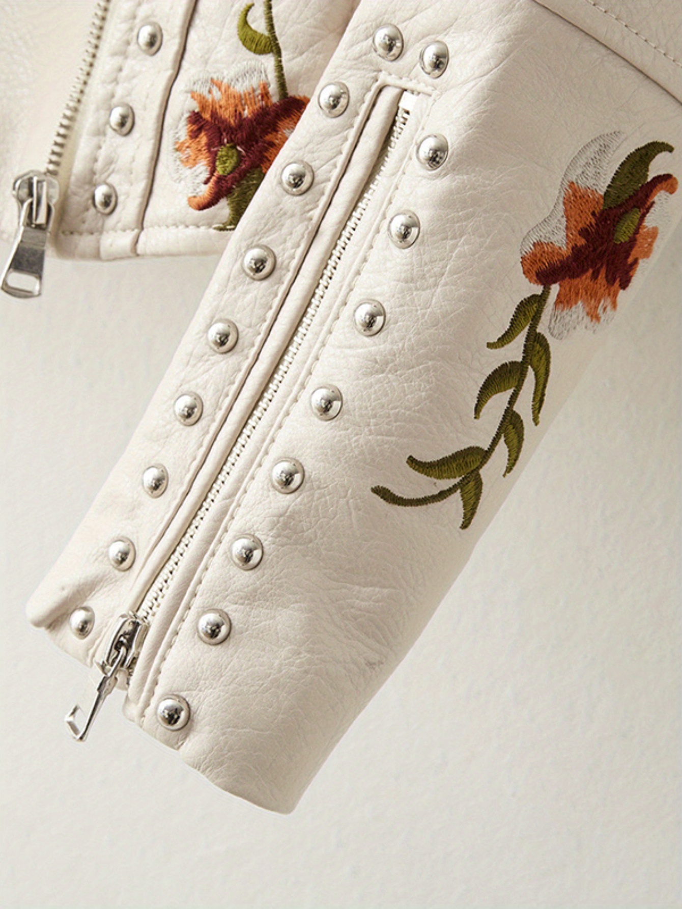 Ladies' Motorcycle Jacket with Floral - Image 6
