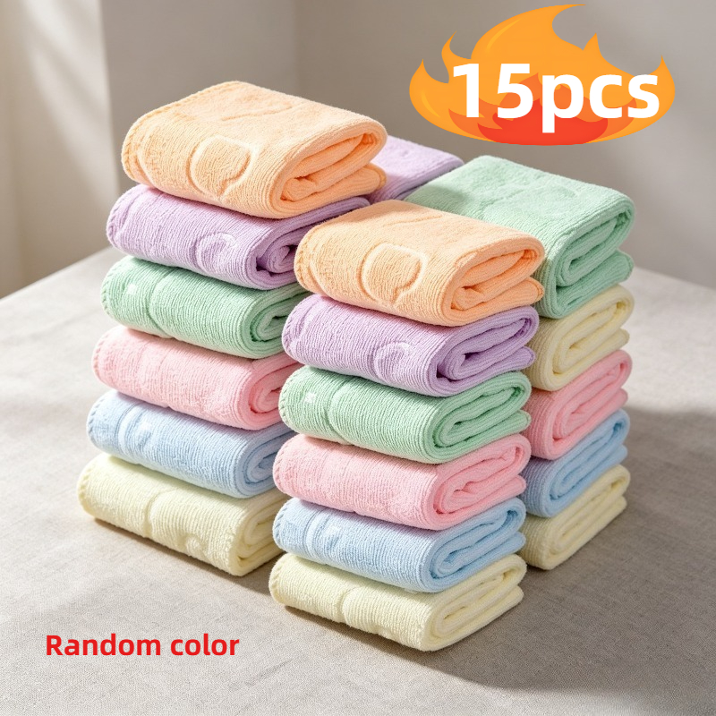 TEMU 15pcs Random Water Towels - Reusable Quick-dry Microfiber Cloths For Kitchen, Bathroom, Glass, And Surfaces; Multifunctional Home And Commercial