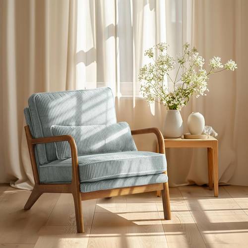 century modern cloud accent armchair with lumbar pillow 16cm thick seat cushion cozy lounge chair wooden armrests for bedroom living room reading room