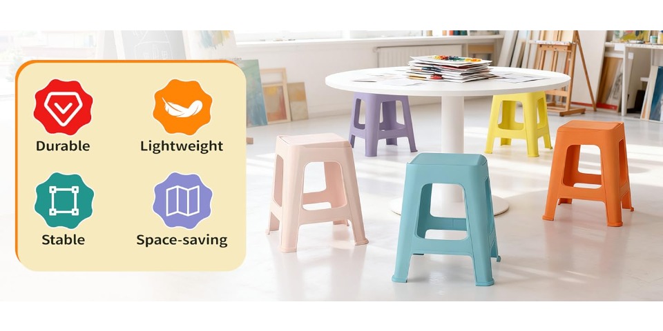 5/10 Pack Stackable Classroom Stools, 18.8
