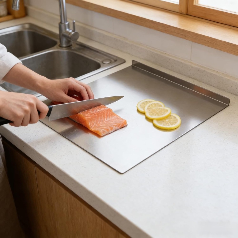 304 Stainless Steel Cutting Board for Household Use, Kitchen Supplies, Meal Preparation, Pre Meal Preparation Tools, Modern Cutting Surfaces, Fashionable Kitchen Tools, Rust Proof Materials, Easy to Clean, Multifunctional Cutting Pads