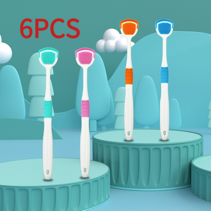 6pcs- Random Color Tongue Cleaning Scraper - Non-invasive Oral Hygiene Tool