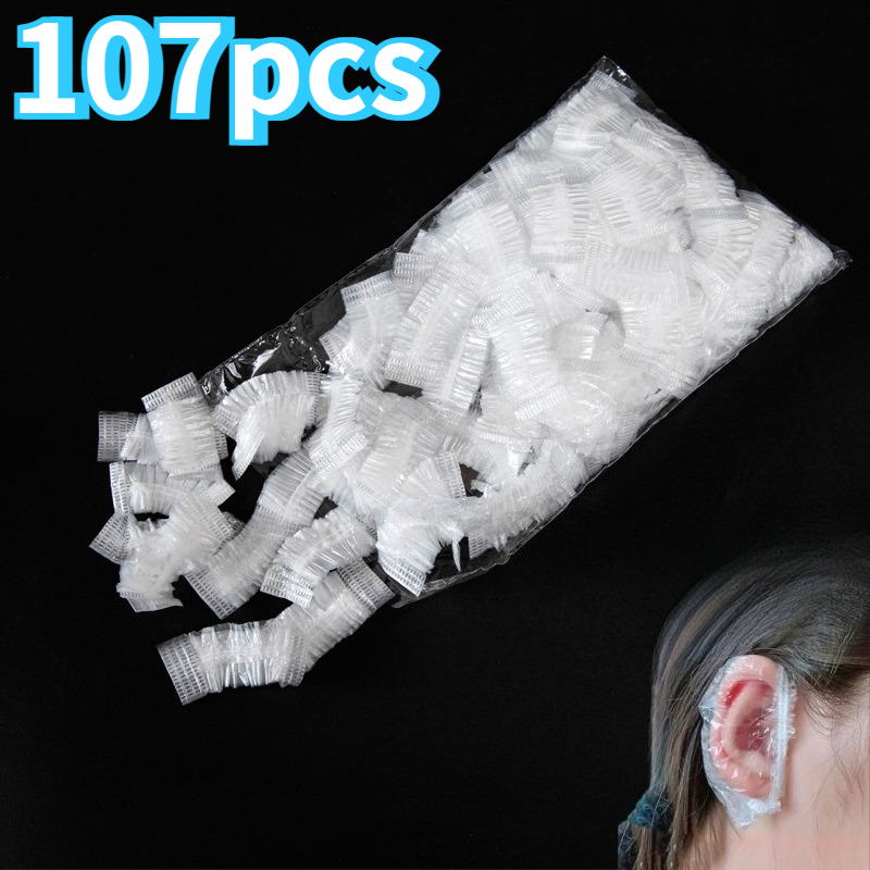 TEMU Copriorecchie Monouso Trasparenti 107pz, Protezione per Orecchie in PVC per Adulti, , Traspiranti, Vestibilit� Aderente Senza Pressione,