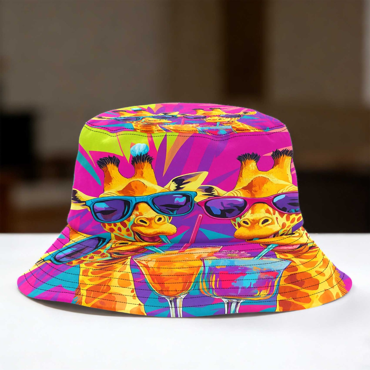 TEMU 1 pièce Bob à motif girafes cool et boissons , confortable avec un design , pour et l'extérieur, léger et confortable, idéal pour de ou