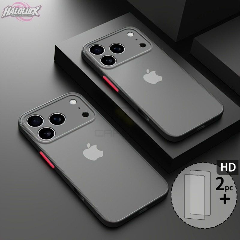 Phone Case: 3 [1 Phone 2 Screen Protectors] Luxury Matte Armor Phone Case For Iphone 11/12/13/14/15/16/17 Mini Shockproof Camera Lens Protection Hard Back Cover