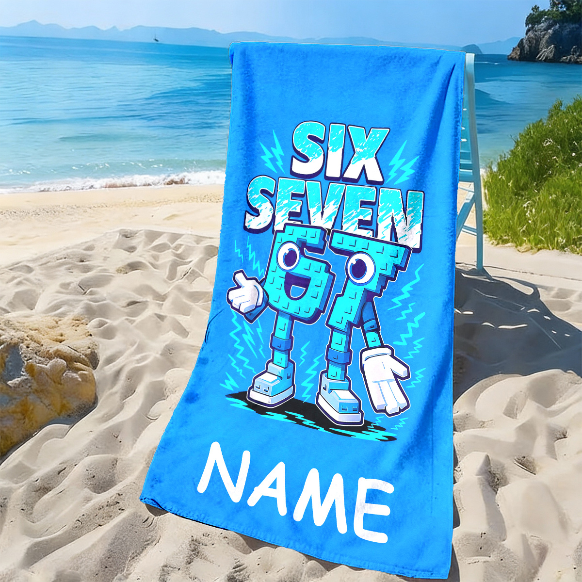 1 customizable name blue 67 robot beach towel - Temu Mauritius