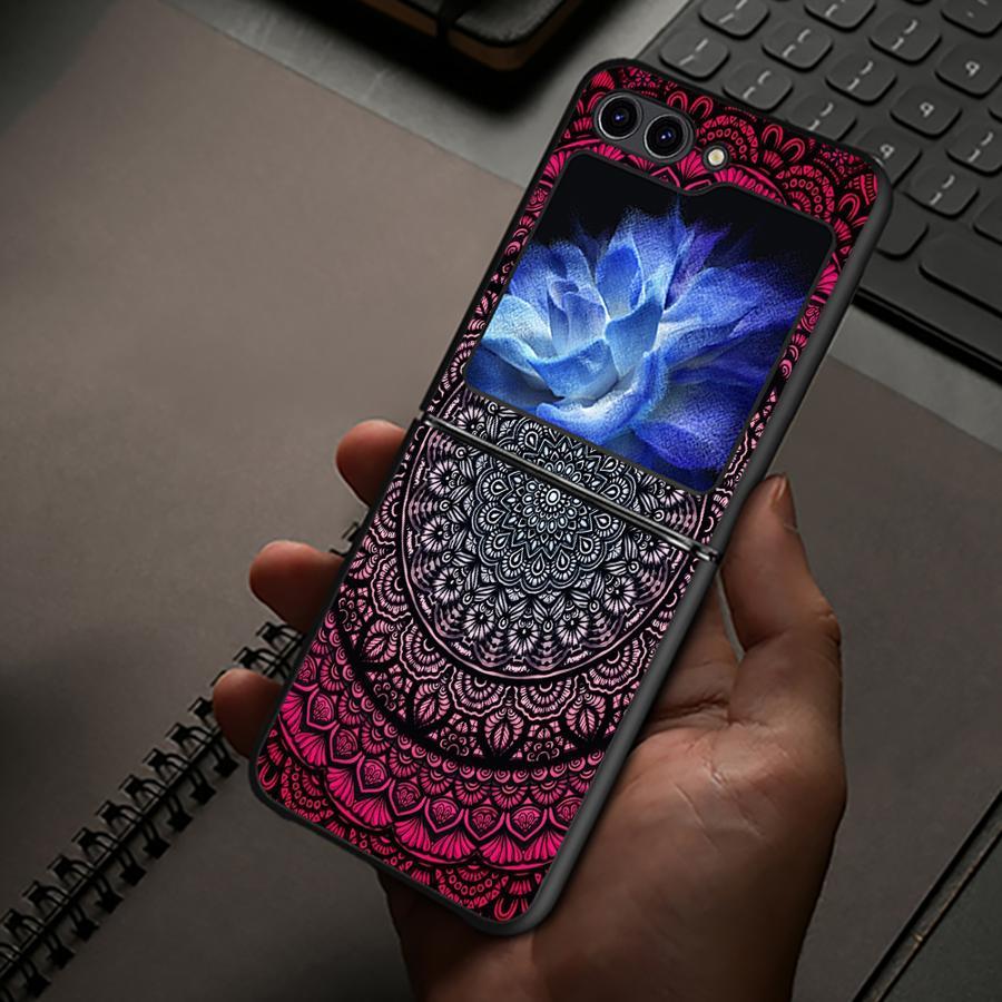 TEMU Phone Case Suitable For For Galaxy Z Flip 5/6 Zflip7 Zflip 5g Z Flip 3/4 Z Flip 7 6 5 4 3 Hard Back Cover Mandala Pattern