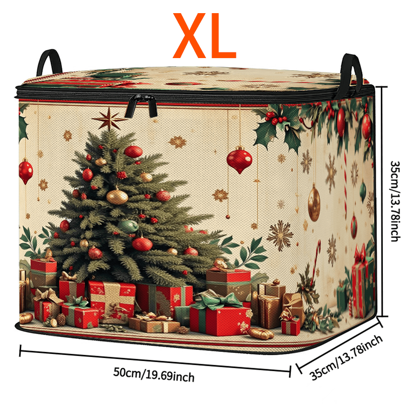 TEMU Contenitore Organizzatore Piatto 2D Aggiornato a Grande Capacit�, Natale, Albero di Natale Regalo, Ornamenti - Contenitore per Vestiti Quattro ,