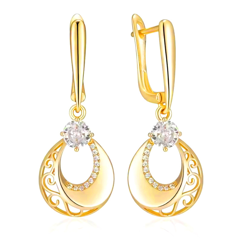 Women's Exquisite Synthetic Zirconia Round Drop Hoop Earrings