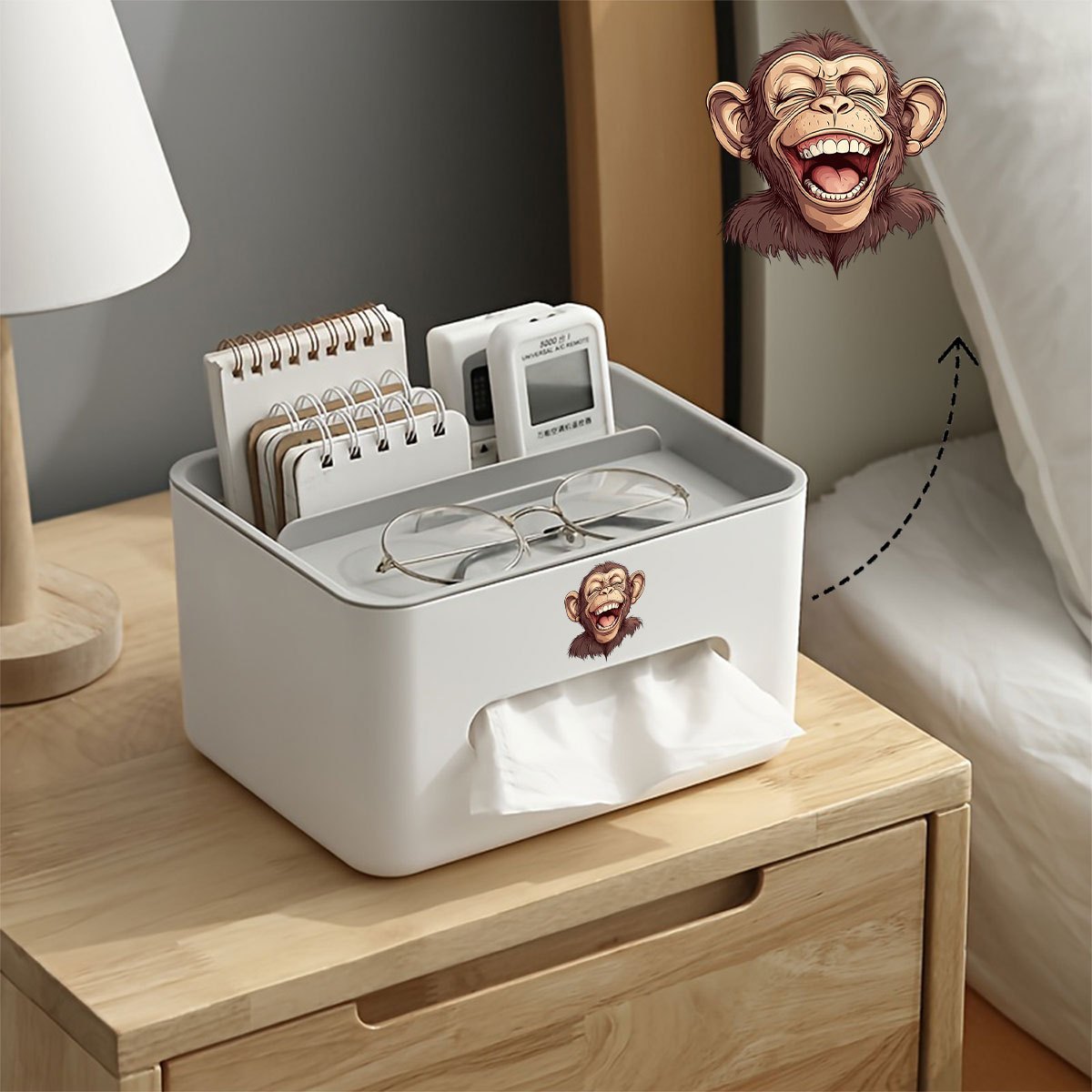 TEMU 1pc Multifunctional Desktop Storage Box, Bedroom Bedside Table Tissue Storage Organizer, Remote Control Glasses Stationery Sorting Holder, Home