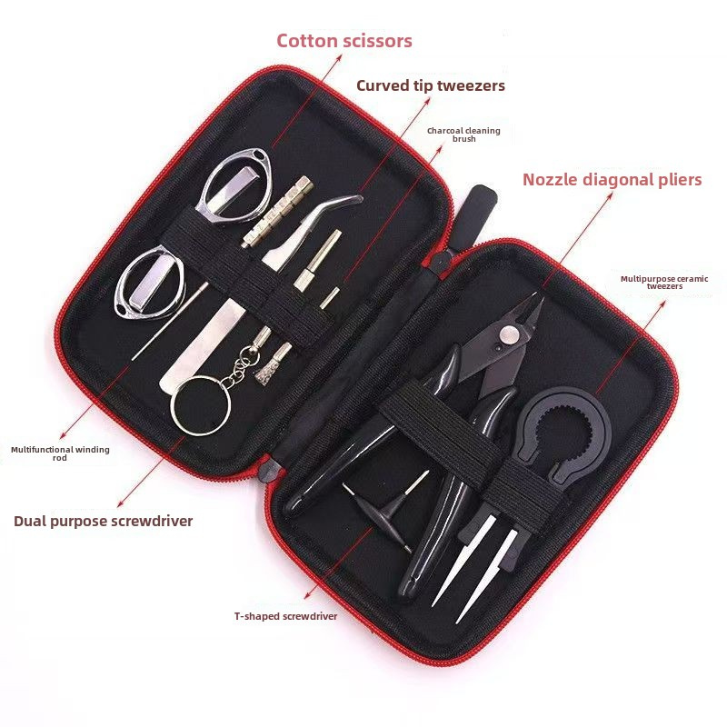 

Kit d'Outils de Vape DIY 9pcs: Pince en Céramique, Atomiseur & Ensemble d'Enroulement de Fil - Matériau PVC, Batterie