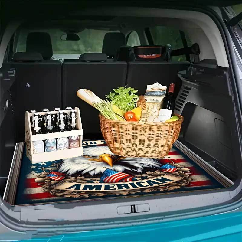 TEMU 1 Patriotic Eagle Totem Car Trunk Mat - Durable And Anti-slip Suv Trunk Mat, Car Cargo Mat, Interior Mat, Stylish Design, Keep The Interior Clean, Show Pride.