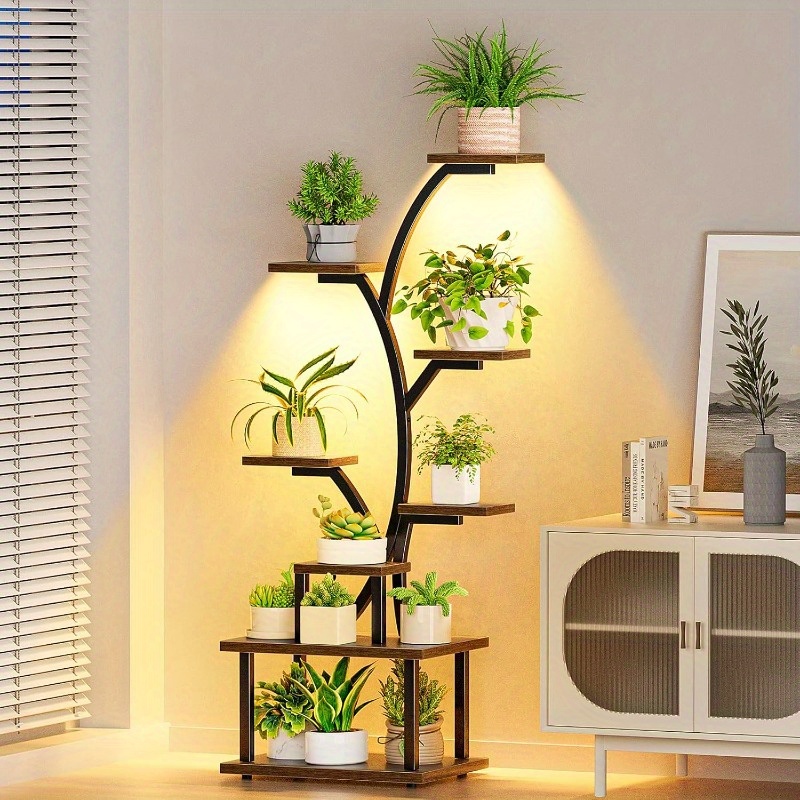 8-Tier Plant Stand with Storage Drawer - Heavy-Duty Metal Indoor/Outdoor Shelf, Space-Saving Vertical design, Curved Corner Stability for Living Room, Patio, Home, Office - Modern Farmhouse Decor Plant Display Rack, Home Organization, Multitier Shelf, Durable Frame, Indoor Shelf, Small Space Solutions