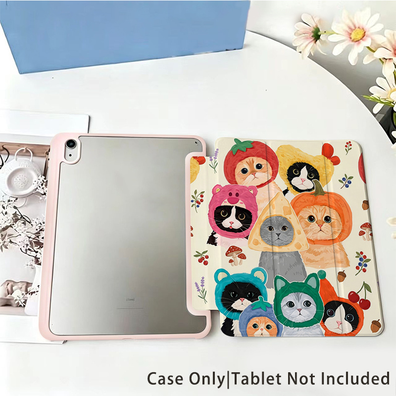 TEMU Чохол для планшета Cats Fruit Vegetable Hats для Samsung Galaxy Tab S10 S9 S8 S7 Plus FE S9FE S10FE S6 Lite A9+ A11+ A9 A11 Cover Автоматичне