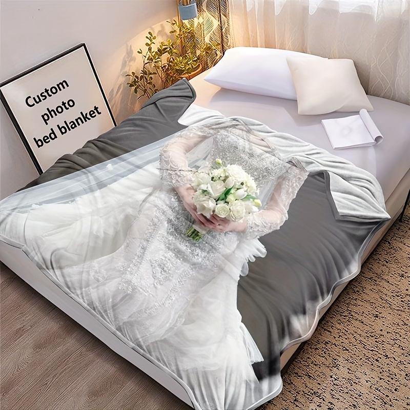 Personalized Photo Bed Cover/Nap Blanket, Custom Gift