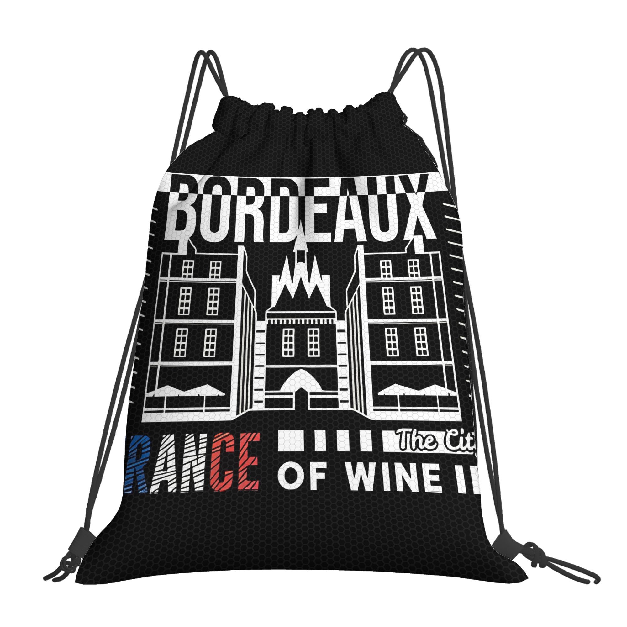 item picture 1pc   france   wine print backpack   drawstring bag with soft striped closure suitable for school   shoe bag or pouch   themed gift for and