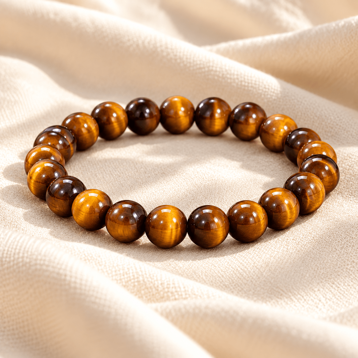 4pc Fashion Tiger Eye Beaded Bracelet Set, Unisex