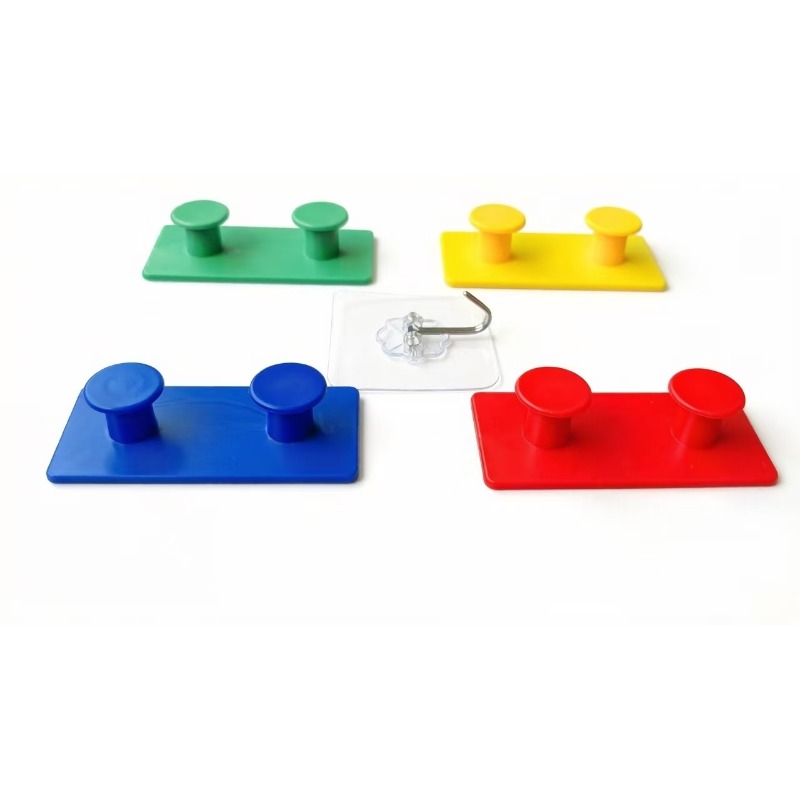 TEMU 5pcs (4 Building Block Hooks+1 Waterproof Hook) With Random Color And Strong Adhesive, To Drill Holes, No Marks, Reusable, -bearing, , Household