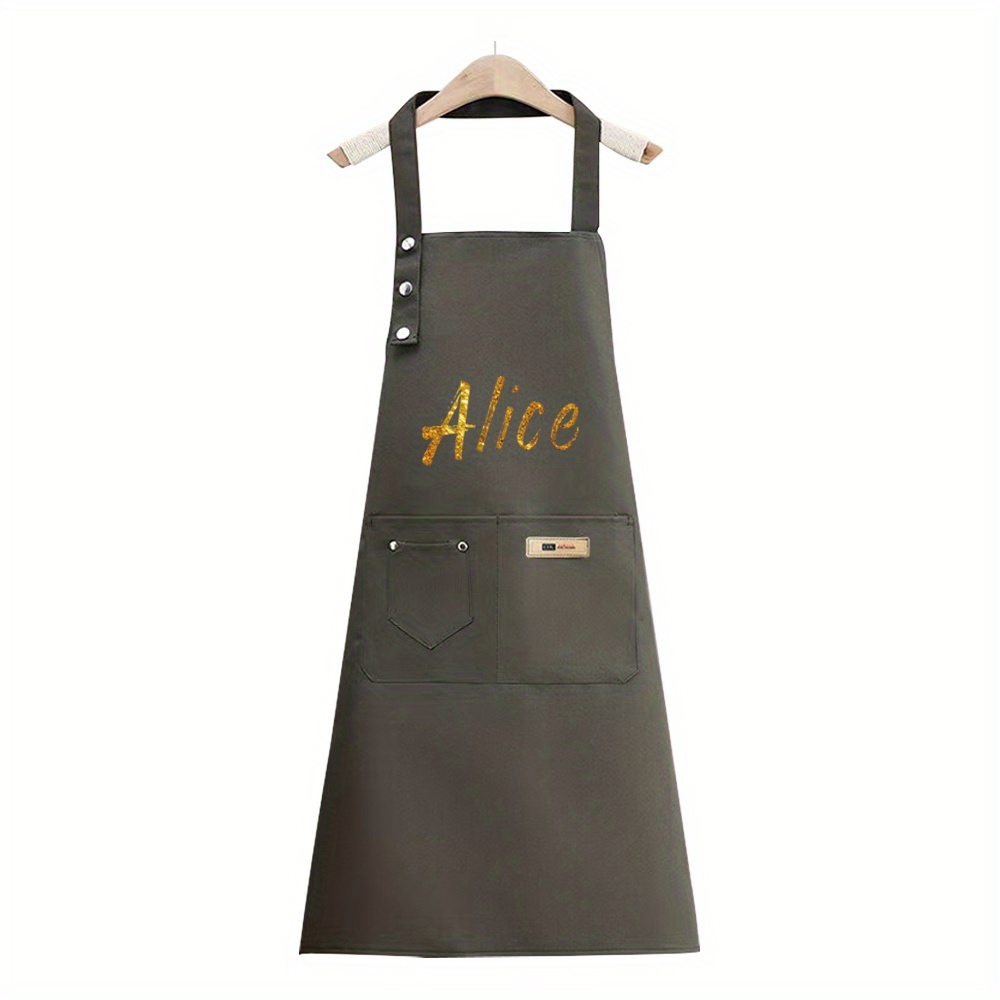 TEMU 1pc Custom Name Premium Thickened Apron - Durable, Comfortable Men's And Women's Stylish Kitchen Overalls For Housework, , And Practical Design