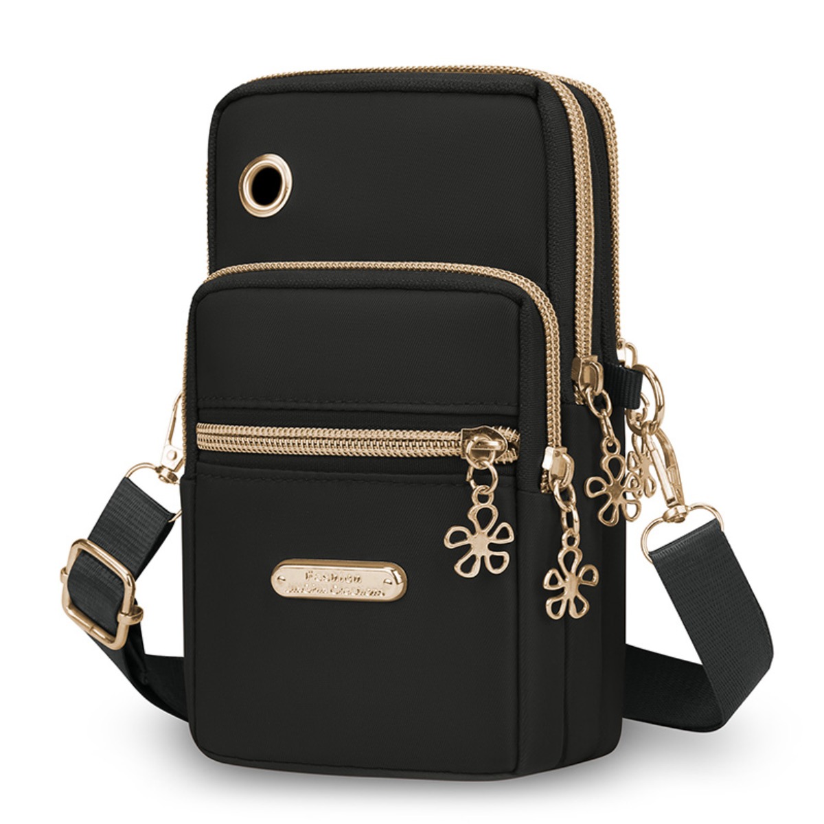TEMU Mini sacoche bandoulière pour téléphone pour femme avec plusieurs poches et fermeture éclair - Sac à bandoulière léger en nylon adapté pour ,