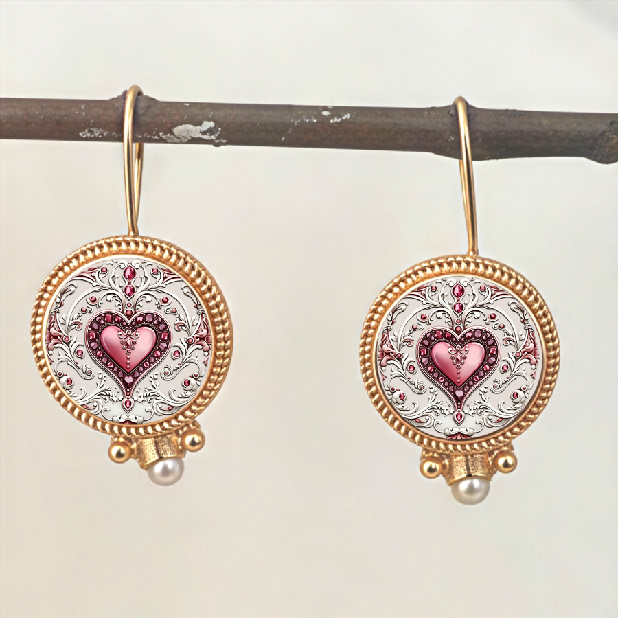TEMU 2pcs Aretes de Aretes Florales Aretes Románticos Aretes de Amor Aretes Circulares Aretes Vintage Adiciones de Joyería Joyería Única Regalos de