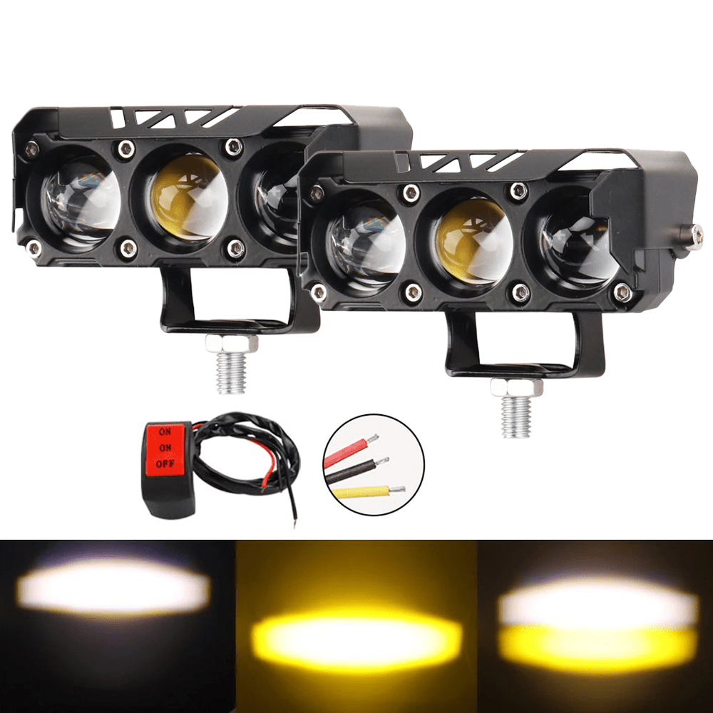 TEMU 2/4pcs Led Light Yellow And White High/ Led Work Light -eye Lens Led Light Bar Lamp For Offroad Trucks Utv Atv, Dc12v 24v, No Battery Required