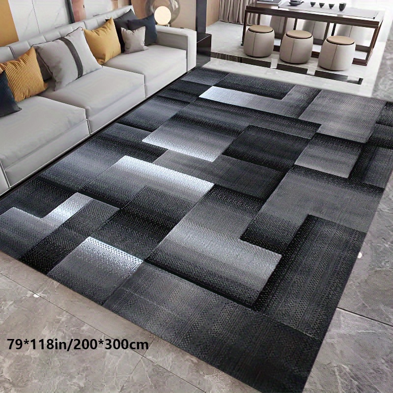 TEMU Golden Diamond Velvet   800g/mÂ²   Non-slip Dot Backing 1pc Christmas Decorative Area Rug Black Gray Rectangle Geometric Nordic Style Carpet