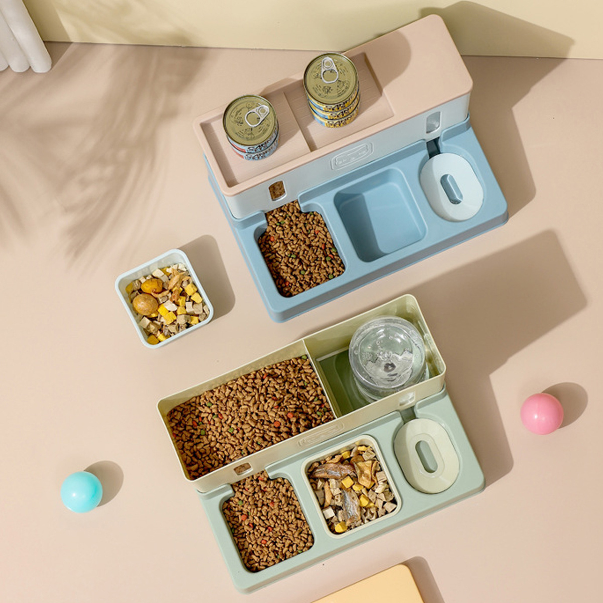 Automatic Cat Feeder Water Dispenser Set, 3 In 1 Tilted Automatic Pet Food And Water Feeder For Indoor Cats, Without Battery - Image 8