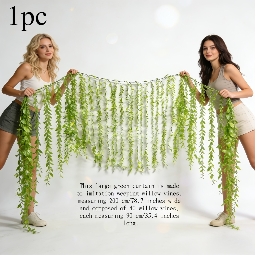 Large Size Simulated Rattan Curtain, Width 200cm/78.7in Including 40 90cm/35.4in Hanging Rattan, Used As Sunshade, Balcony Partition, Party Arch, Porch Decoration, Weather And Sun Protection
