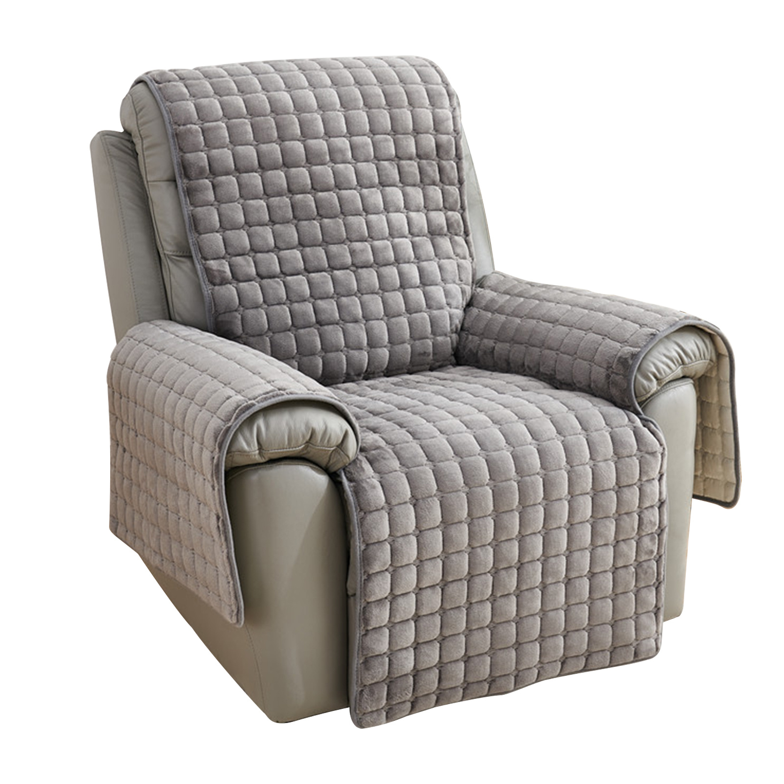 TEMU Pure Grey Winter Square Plush Sofa Cushion Non- Slip Cushion Autumn And Winter Flannel Warm Sofa Cover Towel