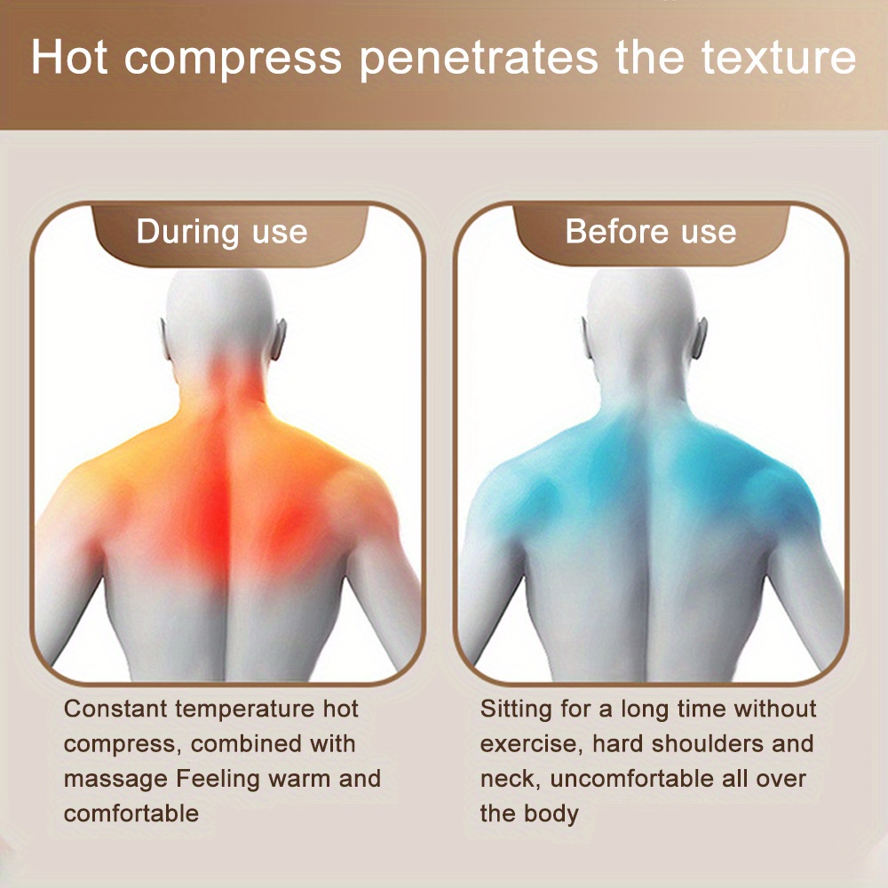Beige USB-Powered Neck and Shoulder Massager with Heat - Deep Tissue Shiatsu Kneading for, Adjustable Strap for Neck, Back, or Leg Support, Perfect Gift for Mom or Dad, Leg Support Massager | Ergonomic Massager | Secure Fit Design, Neck Massager
