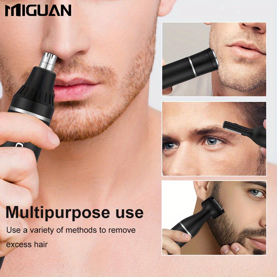 Professional USB Rechargeable Multi-Functional Grooming Kit for Nose, Ear, Beard, and Eyebrow Hair with Portable Design