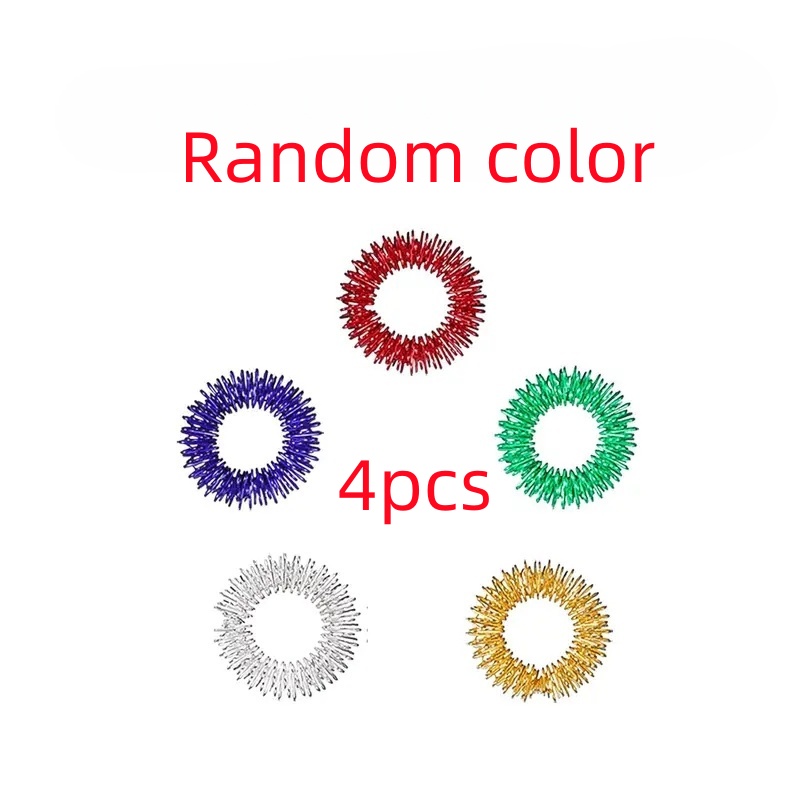2/4pcs Spring Relax Finger Massage Rings, Hand Massage Gadgets, Golden And Silvery Mixed Colors Finger Massagers, Random Patterns