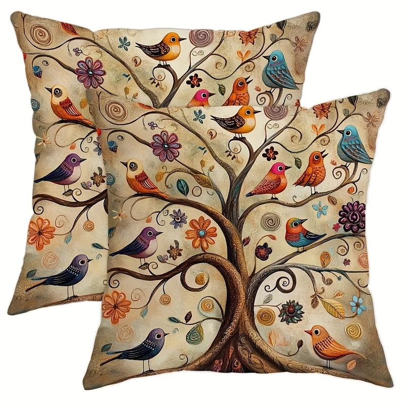 TEMU Two-piece Set, Featuring A Creative Floral And , With A Zipper, Suitable For Sofa, Bed, Or Outdoor Use, Single-sided - Hand Washable, Pillow Not