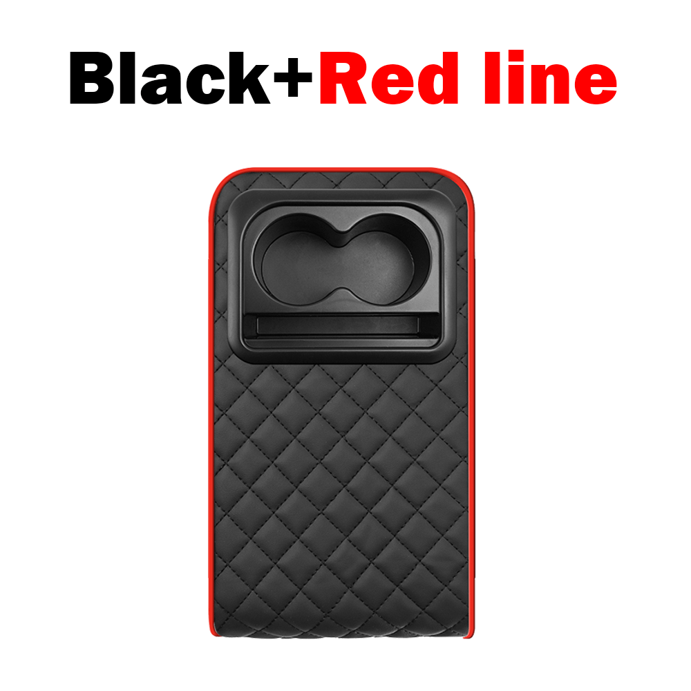 TEMU Abs Dual Cup Holder, Lengthened And Widened (width 20cm/7.87) Armrest Pad, Luxury Memory Foam Car Checkered Armrest Pad, With Storage Side