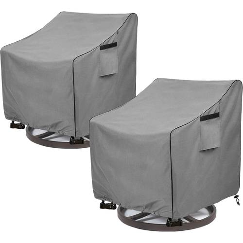 item picture 2 pack gray outdoor swivel chair covers protective oxford cloth covers with piping and silvered pa coating drawstring and snap closures