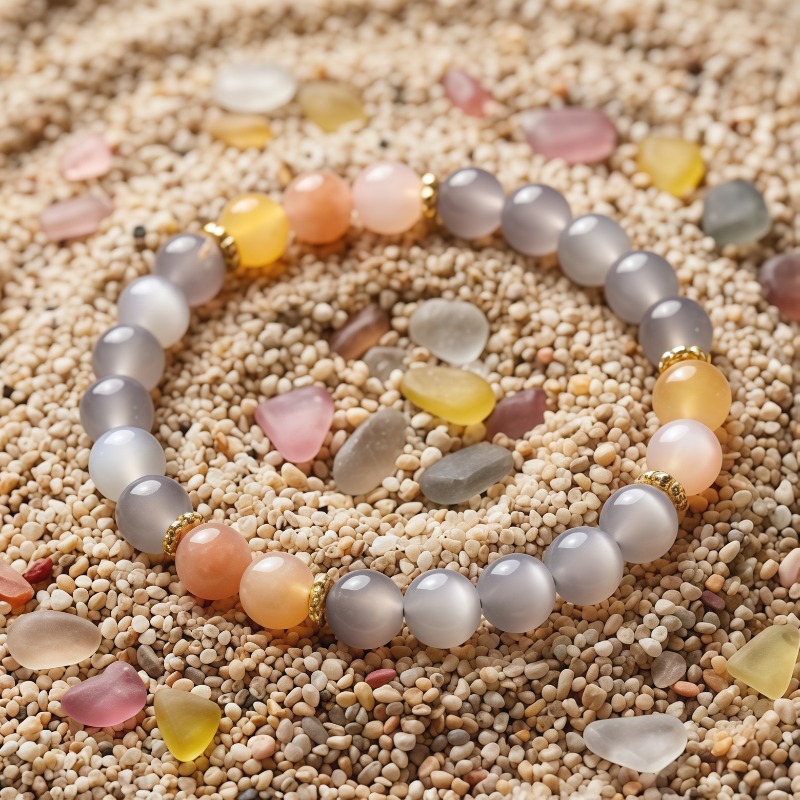 Women's Multi-Gemstone Gradient Color-Blocking Bracelet, Fresh Style
