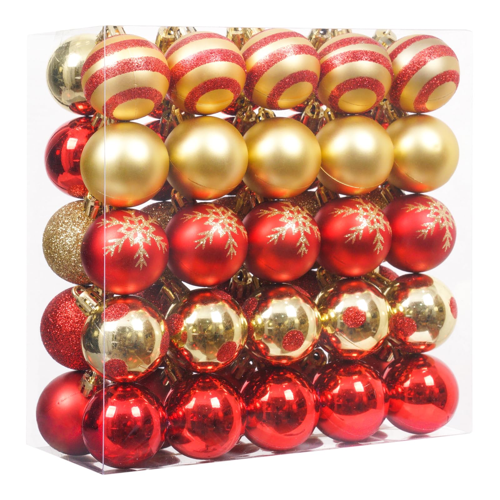 TEMU 50pcs Mini Vintage Christmas Ornaments Set, Red And Retro Shatterproof Balls Ornament, 1.57 Inch Christmas Tree Decorations