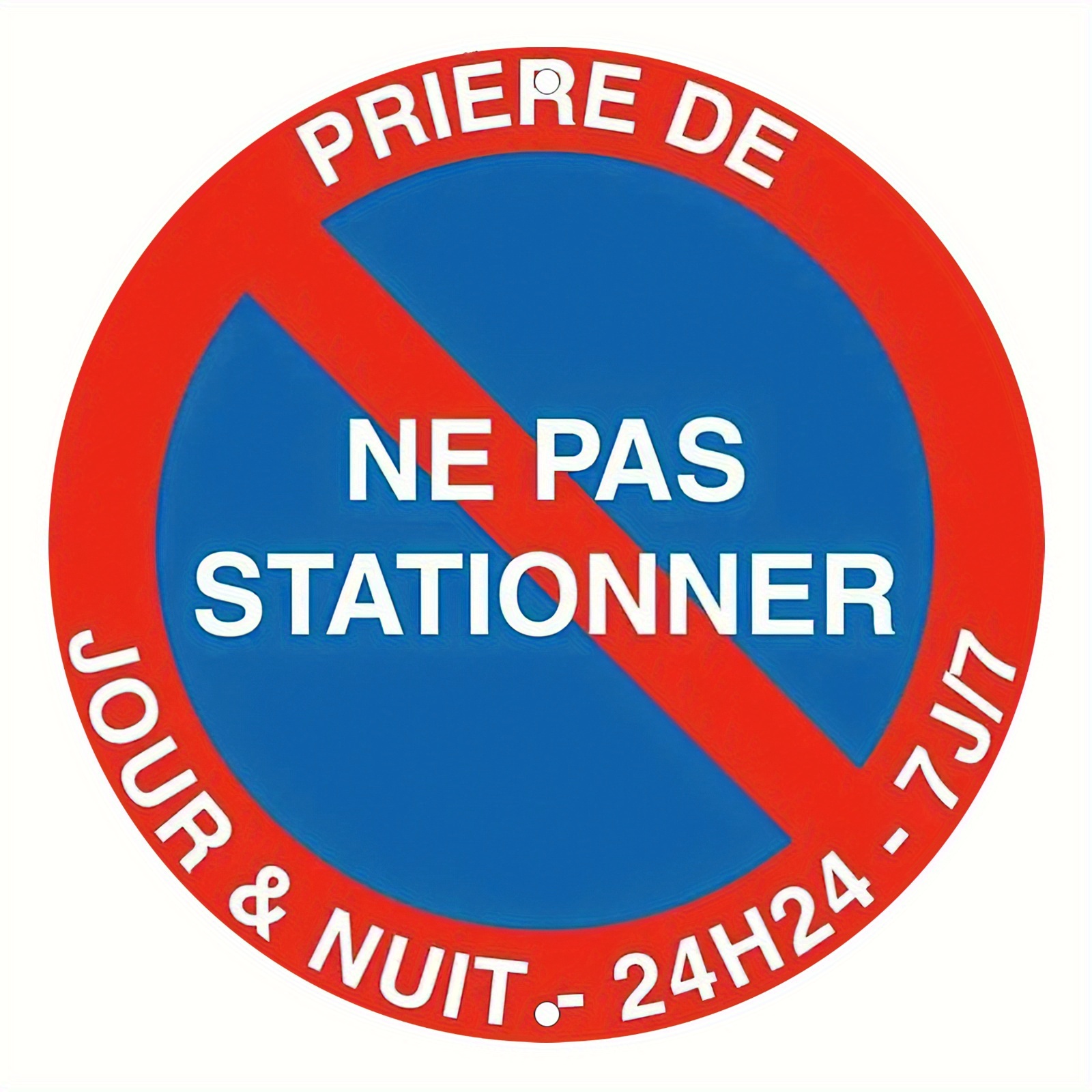TEMU Plaque en fer métallique plate 2D, 1 pièce, imprimée en 2D, vintage, ronde - Panneau de sécurité "Ne Pas Stationner" Interdiction de stationner,