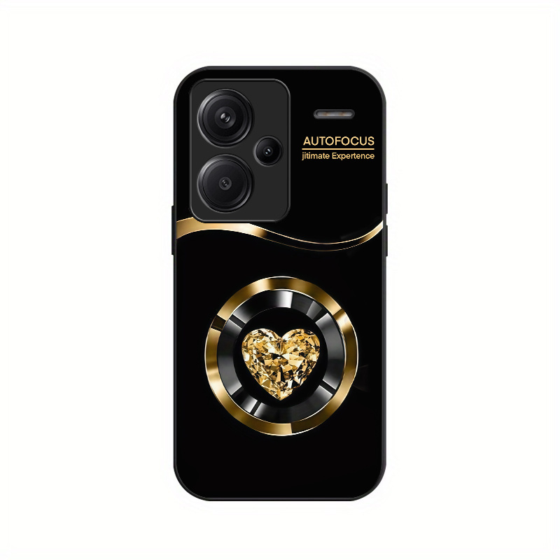 TEMU Funda para teléfono: de amor con metálico, funda de vidrio templado resistente, compatible con Redmi Note 13 Pro Plus, carcasa de moda, cubierta