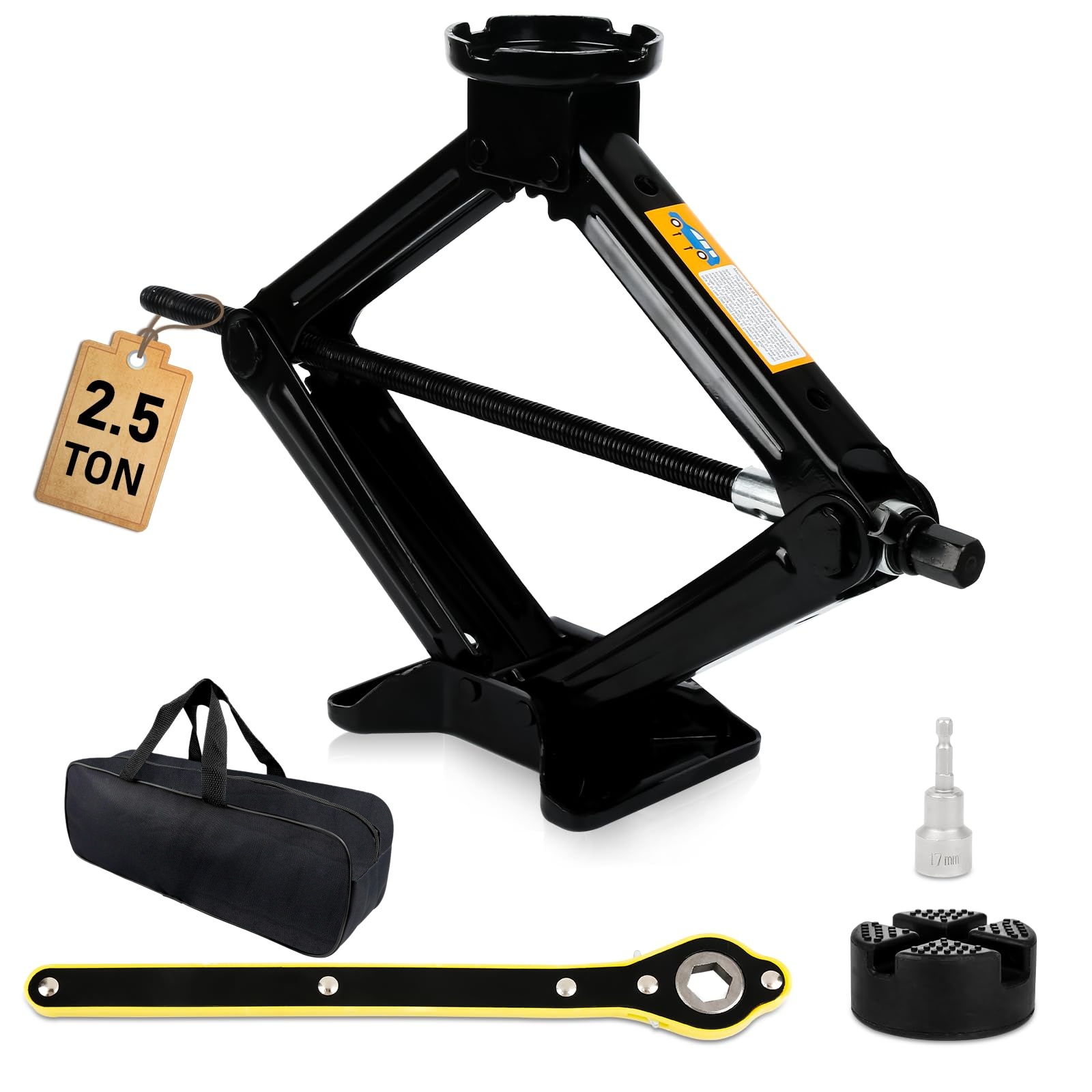 Image of 2.5t/2500kg, Hydraulic Universal Jack + Carry Bag. The Height Of The Jack Can Reach 44 Centimeters. A Portable Suitable For Cars, Suvs, Mpvs And Other Vehicles.