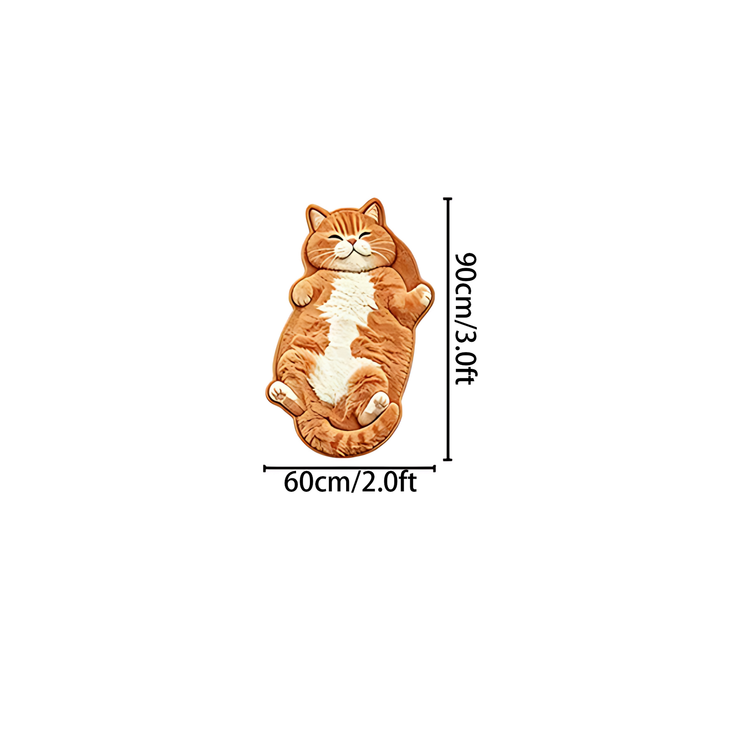 TEMU Irregular Shaped Cat Rug Suitable For Bedroom/living Room - Adorable Orange Tabby Carpet With Plastic Anti-slip Backing, Irregular Mat Suitable